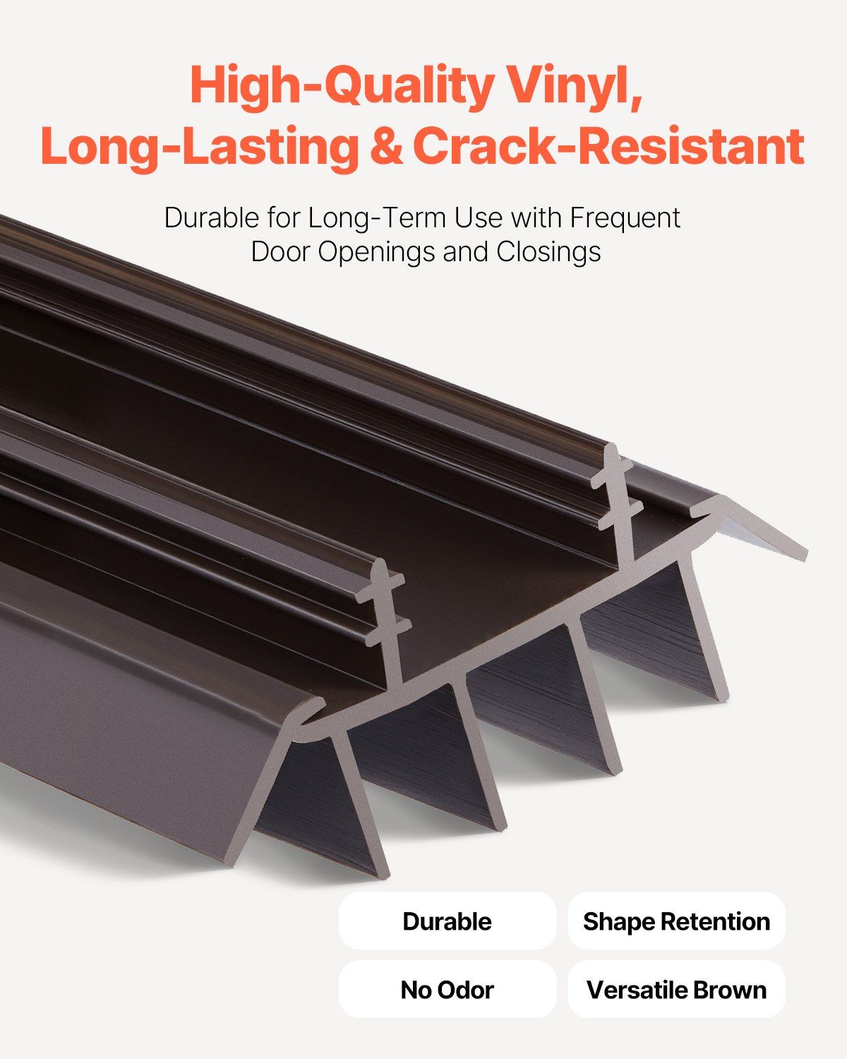 Door Bottom Seal Vinyl U-Shape Brown Kerf Under Door Draft Guard 36 In 2 Pack