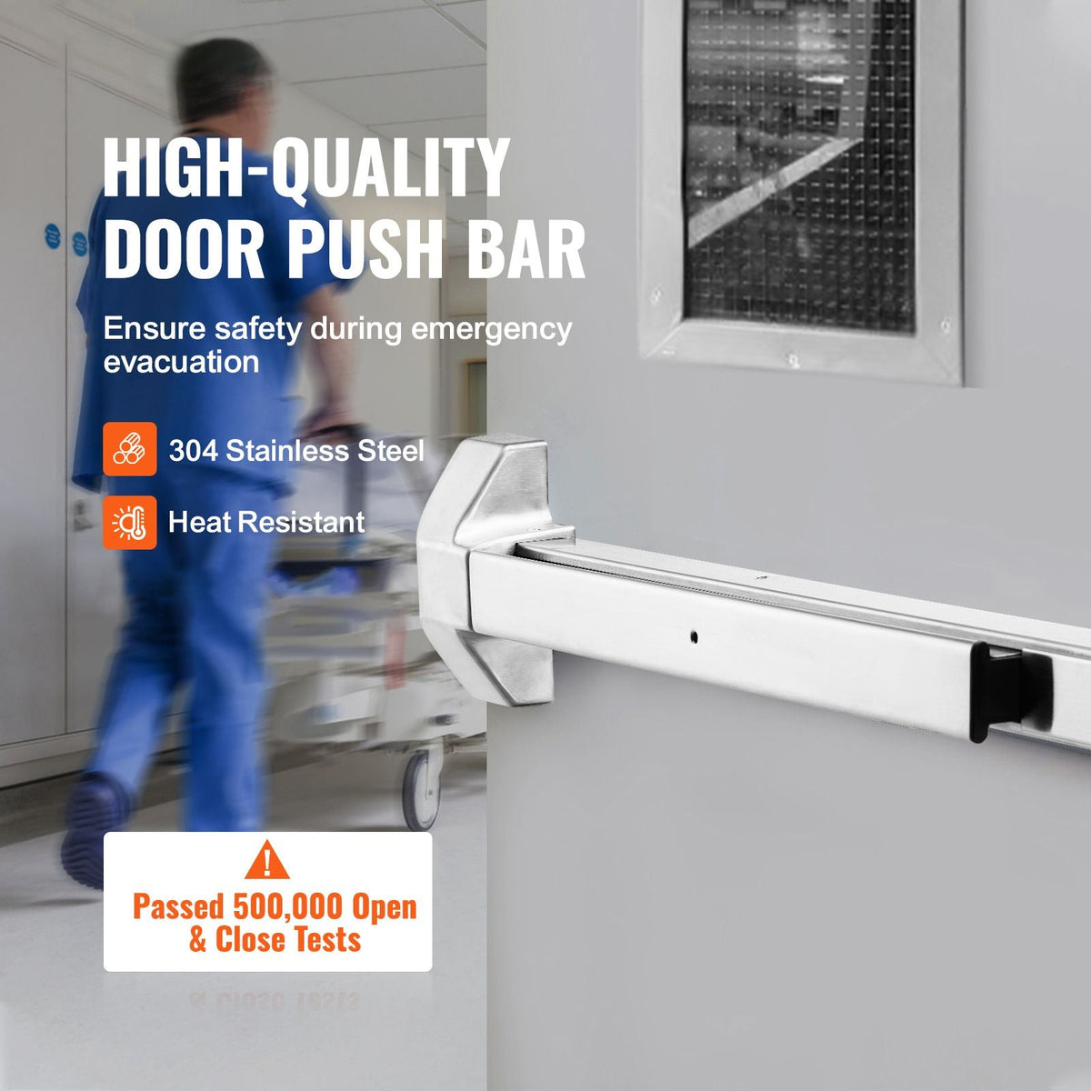 Door Push Bar Panic Exit Device, 31' Stainless Steel Commercial Emergency Exit Door Push Bar with Exterior Lever and 3 Keys, Emergency Exit Door Hardware for 30"-36" Metal Wood Door