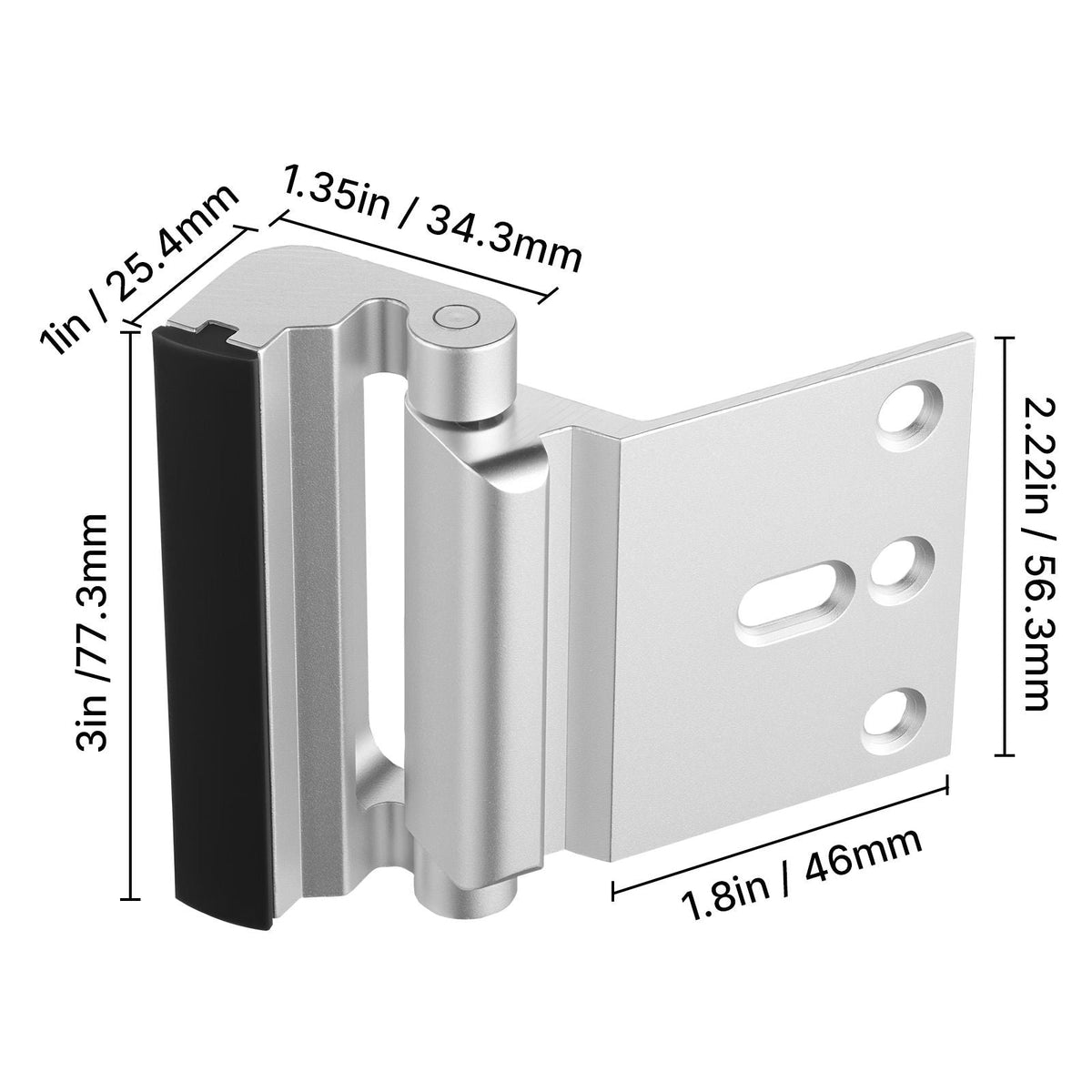 Door Reinforcement Lock, 2 Pack Home Security Door Lock, with 3 Inch Stop Withstand 800 lbs of Force, with 8 Screws, for Inward-Opening, Aluminum Alloy, Add Extra High Security to Your Home