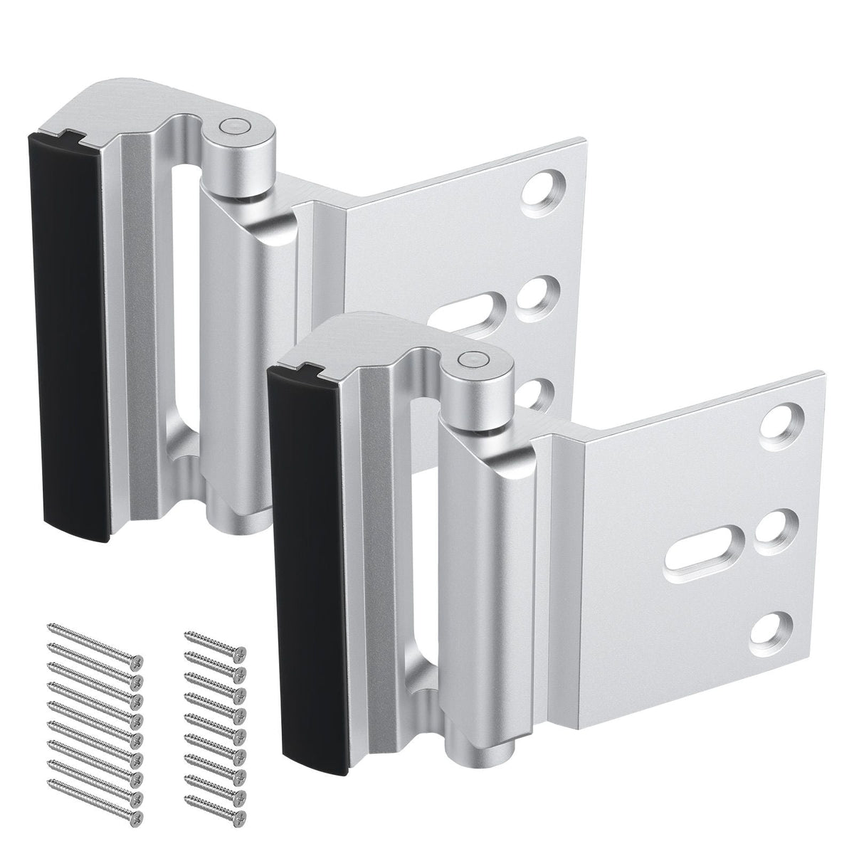 Door Reinforcement Lock, 2 Pack Home Security Door Lock, with 3 Inch Stop Withstand 800 lbs of Force, with 8 Screws, for Inward-Opening, Aluminum Alloy, Add Extra High Security to Your Home