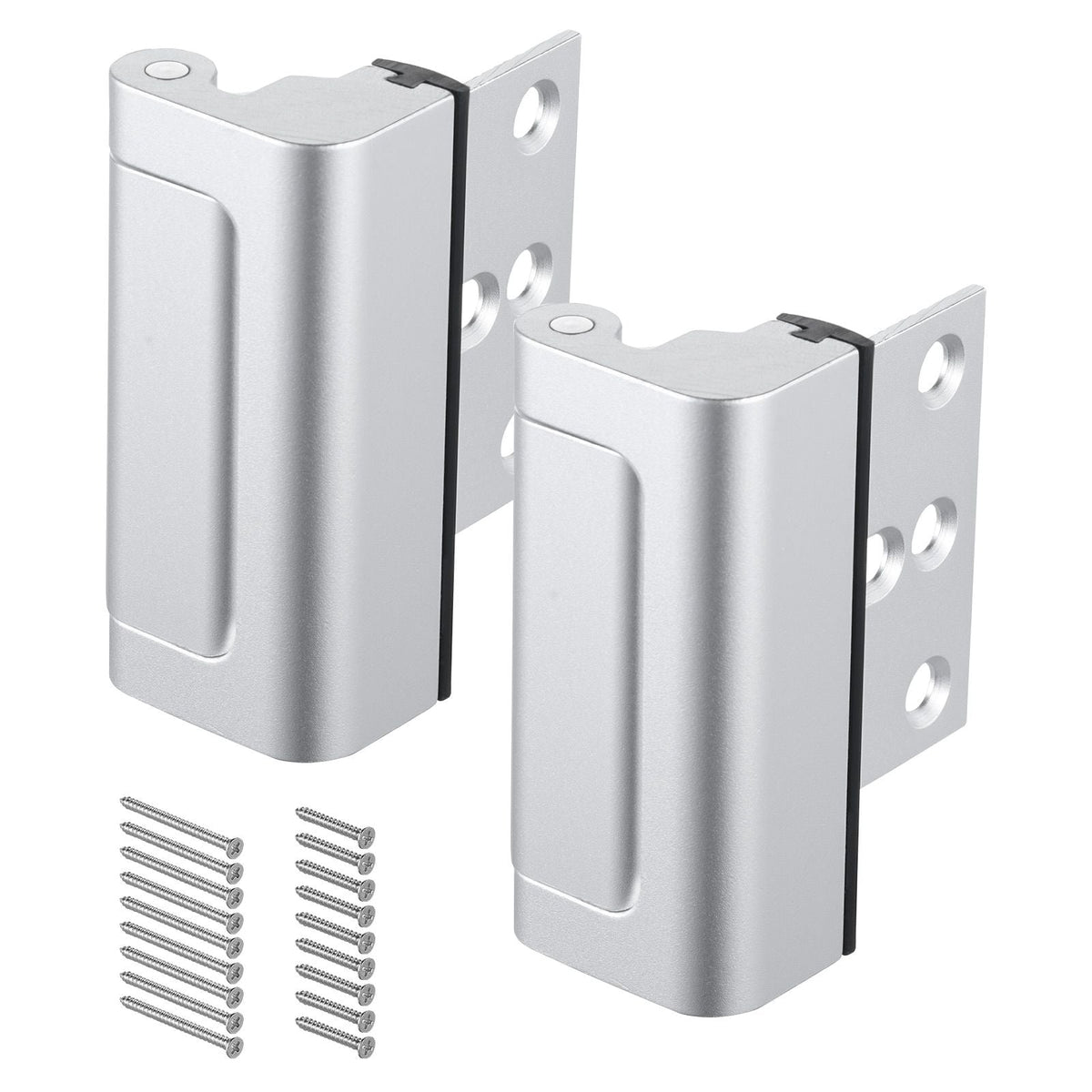 Door Reinforcement Lock, 2 Pack Home Security Door Lock, with 3 Inch Stop Withstand 800 lbs of Force, with 8 Screws, for Inward-Opening, Aluminum Alloy, Add Extra High Security to Your Home