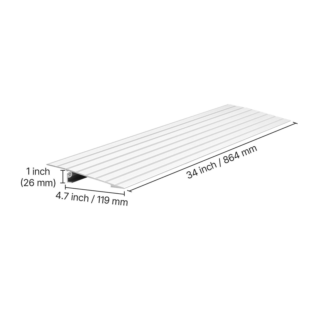 Door Threshold Ramp, 1 inch Rise, Aluminum Alloy Threshold Ramp Rated 800 lbs Load Capacity, Handicap Ramps for Home Steps for Wheelchair, Scooters, Power Chairs, Walkers, Bicycle, Tricycle