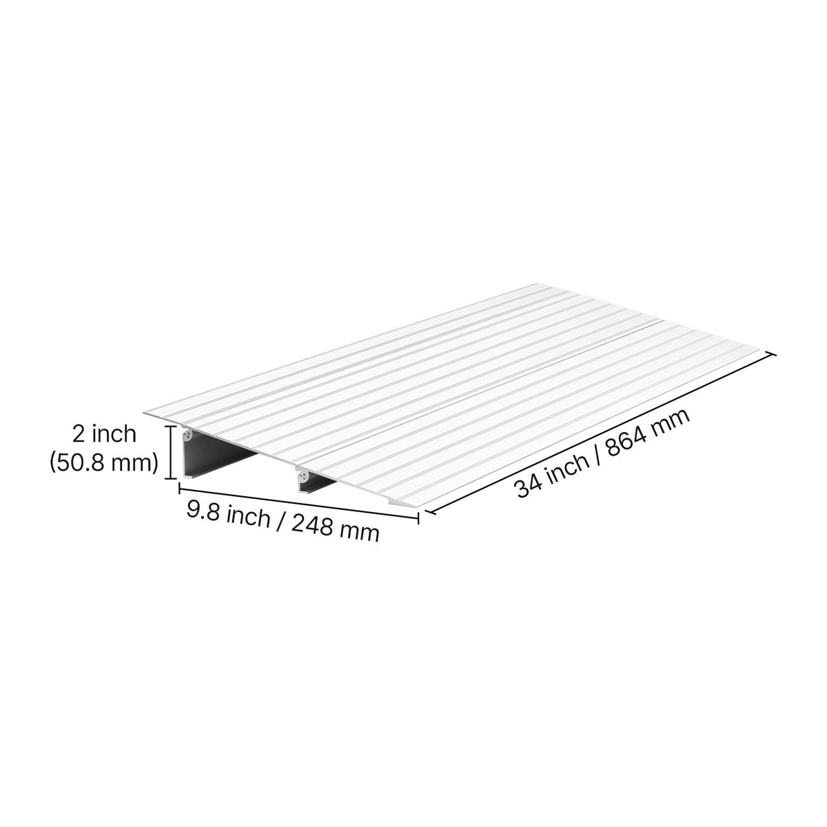 Door Threshold Ramp, 2 inch Rise, Aluminum Alloy Threshold Ramp Rated 800 lbs Load Capacity, Handicap Ramps for Home Steps for Wheelchair, Scooters, Power Chairs, Walkers, Bicycle, Tricycle