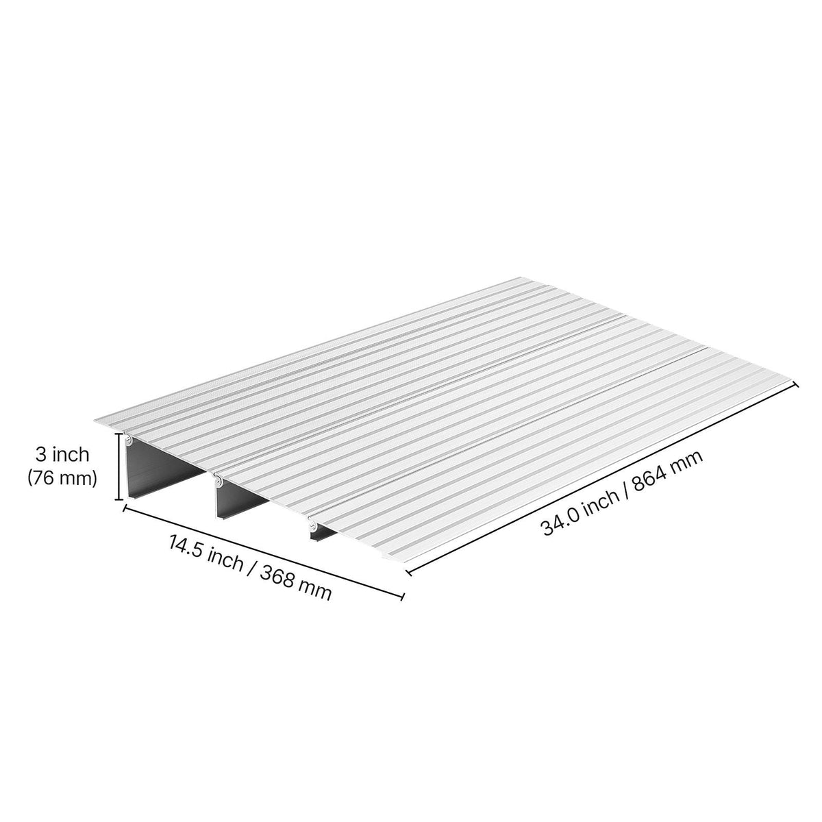Door Threshold Ramp, 3 inch Rise, Aluminum Alloy Threshold Ramp Rated 800 lbs Load Capacity, Handicap Ramps for Home Steps for Wheelchair, Scooters, Power Chairs, Walkers, Bicycle, Tricycle