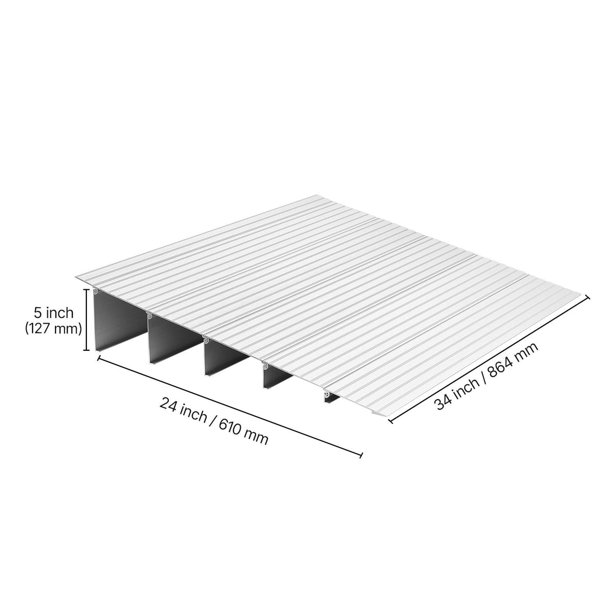 Door Threshold Ramp, 5 inch Rise, Aluminum Alloy Threshold Ramp Rated 800 lbs Load Capacity, Handicap Ramps for Home Steps for Wheelchair, Scooters, Power Chairs, Walkers, Bicycle, Tricycle