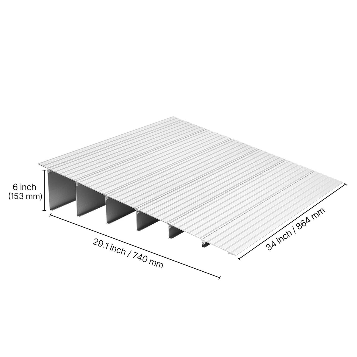 Door Threshold Ramp, 6 inch Rise, Aluminum Alloy Threshold Ramp Rated 800 lbs Load Capacity, Handicap Ramps for Home Steps for Wheelchair, Scooters, Power Chairs, Walkers, Bicycle, Tricycle