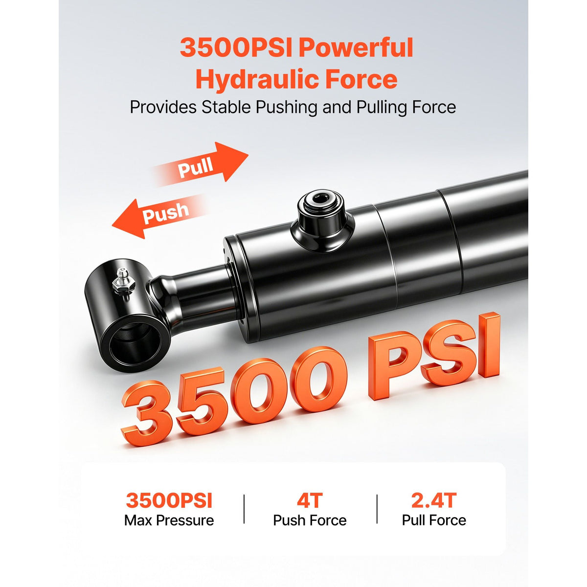 Double Acting Hydraulic Cylinder, 2" Bore x 24" Stroke, Max 3500PSI Hydraulic Cylinder, Heavy-Duty Welded Cross Tube Cylinders with 1" Pin Hole & SAE #6 Port for Agricultural Machinery, Tractors