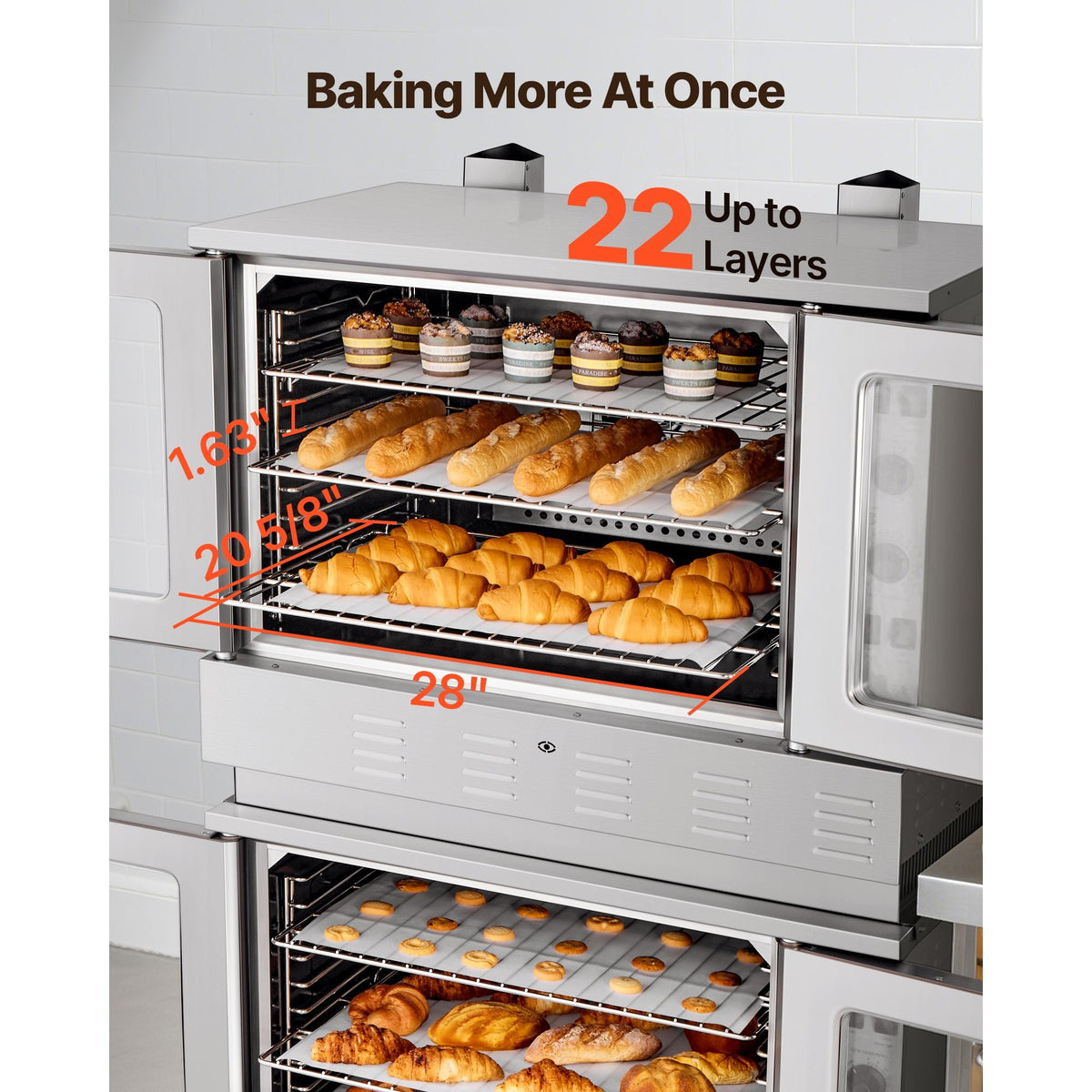 Double Deck Gas Convection Oven, 14 cu.ft Full-Size Commercial Convection Oven, 40,000 BTU x 2 Powerful Burners, Natural Gas Commercial Ovens with Two Fan Modes, for Bakery, Restaurant & Kitchen
