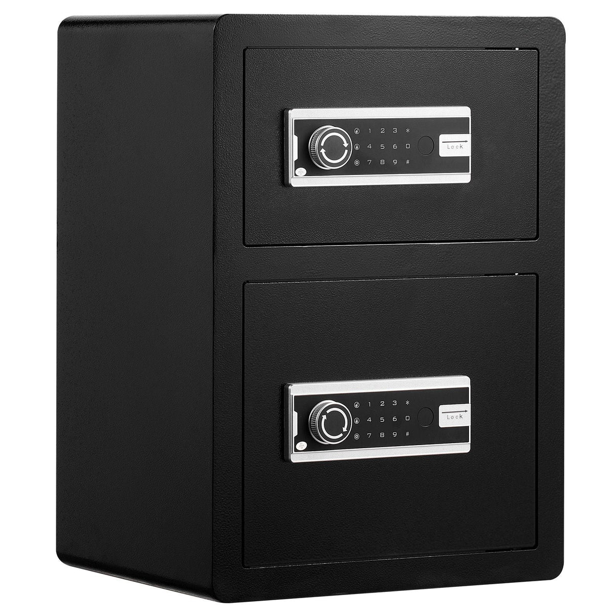 Double Doors 3.5 cu.ft Safe Box with Key Lock & Password, Safe Lock Box with Fireproof Bag, Key Rack, LED Light and 2 Height Adjustable and Removable Divider