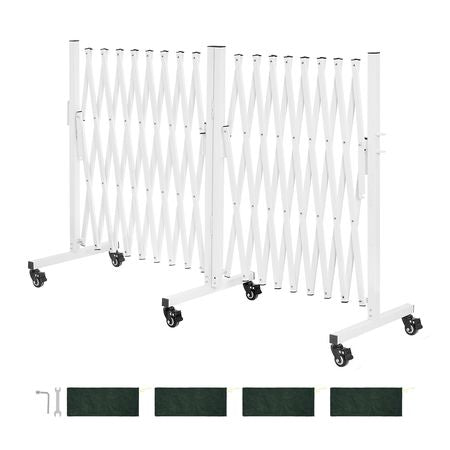 Double Expandable Barricades, 18FT Expandable Safety Barrier, 0-180° Rotatable Mobile Barricade with Locking Casters, Portable Folding Security Gate Traffic Fence for Patio Garden Stairway
