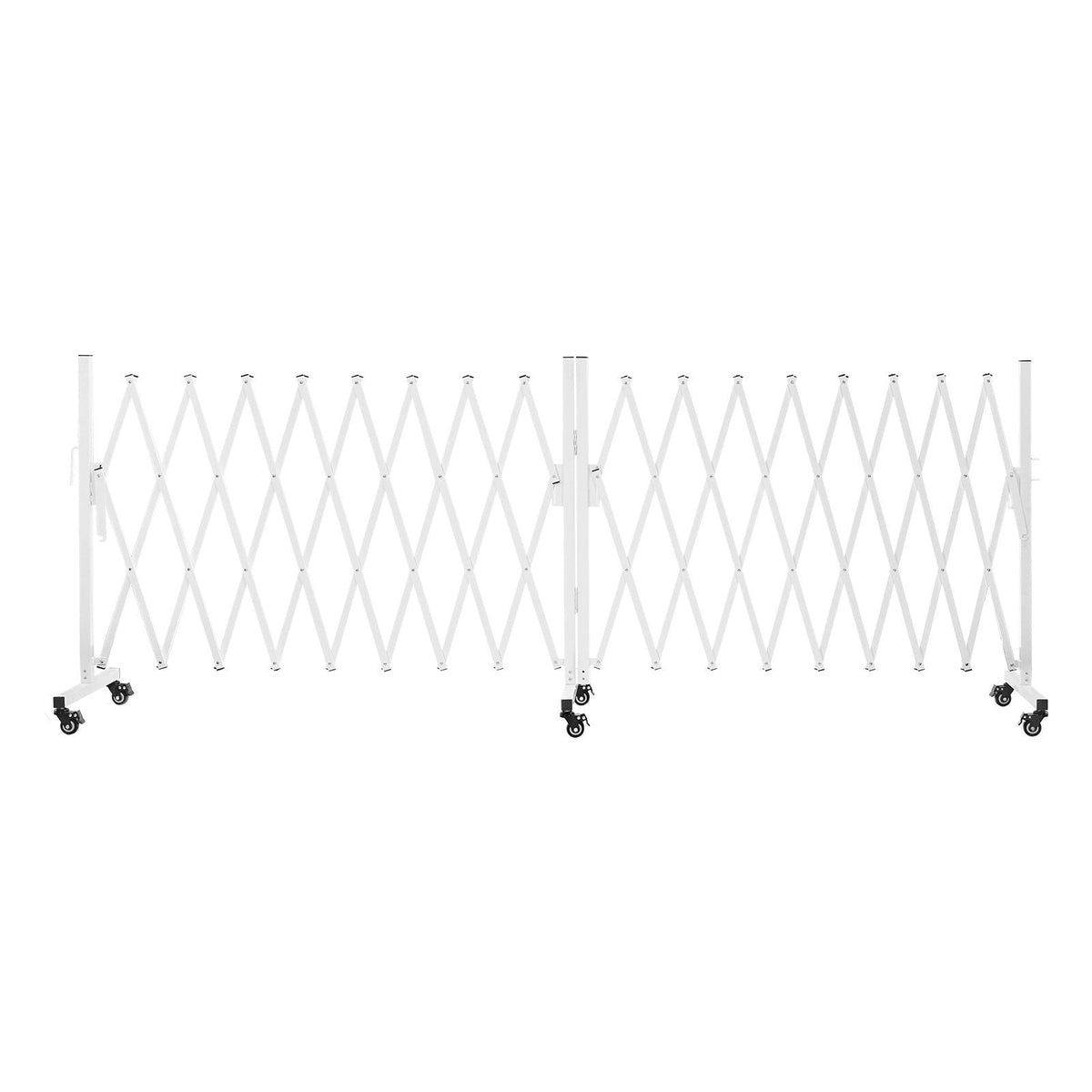 Double Expandable Barricades, 18FT Expandable Safety Barrier, 0-180° Rotatable Mobile Barricade with Locking Casters, Portable Folding Security Gate Traffic Fence for Patio Garden Stairway