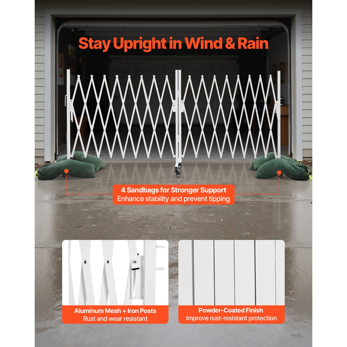 Double Expandable Barricades, 18FT Expandable Safety Barrier, 0-180° Rotatable Mobile Barricade with Locking Casters, Portable Folding Security Gate Traffic Fence for Patio Garden Stairway