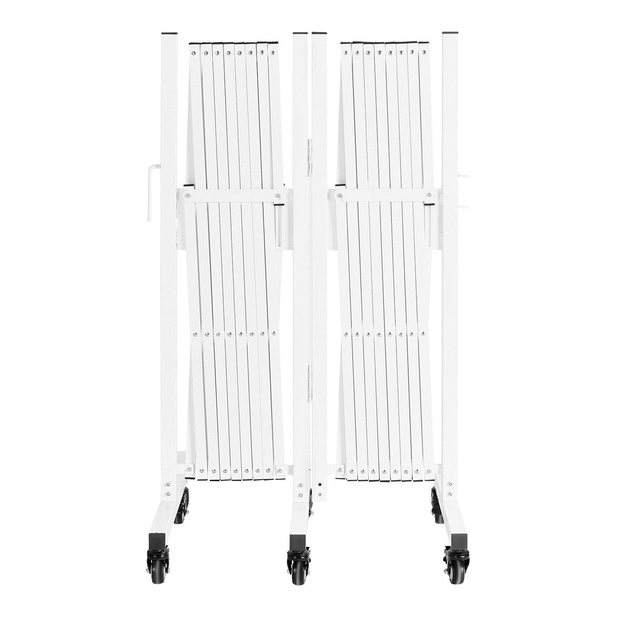 Double Expandable Barricades, 18FT Expandable Safety Barrier, 0-180° Rotatable Mobile Barricade with Locking Casters, Portable Folding Security Gate Traffic Fence for Patio Garden Stairway