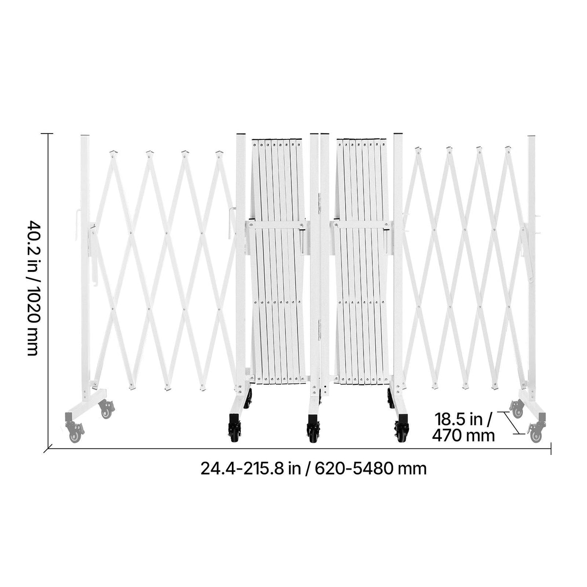 Double Expandable Barricades, 18FT Expandable Safety Barrier, 0-180° Rotatable Mobile Barricade with Locking Casters, Portable Folding Security Gate Traffic Fence for Patio Garden Stairway