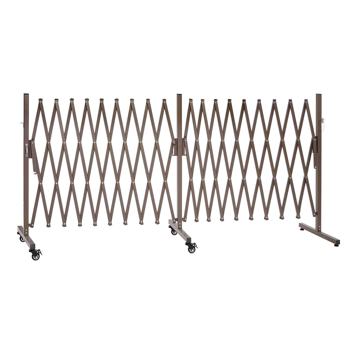 Double Expandable Barricades, 20FT Expandable Safety Barrier, Flexible Mobile Barricade with Locking Casters, Portable Folding Security Gate Metal Traffic Fence for Patio Garden Stairway