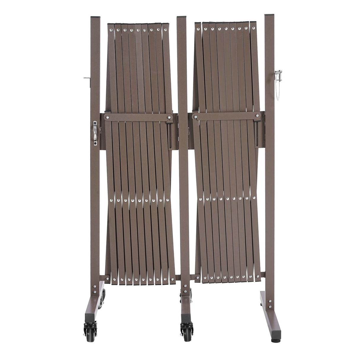 Double Expandable Barricades, 20FT Expandable Safety Barrier, Flexible Mobile Barricade with Locking Casters, Portable Folding Security Gate Metal Traffic Fence for Patio Garden Stairway