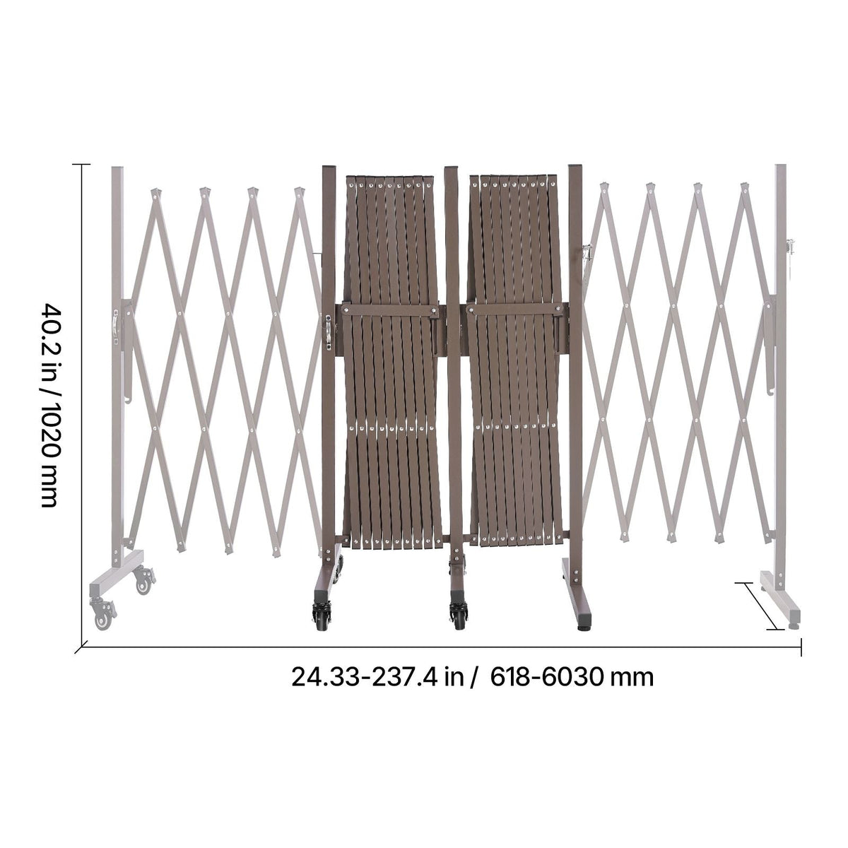 Double Expandable Barricades, 20FT Expandable Safety Barrier, Flexible Mobile Barricade with Locking Casters, Portable Folding Security Gate Metal Traffic Fence for Patio Garden Stairway