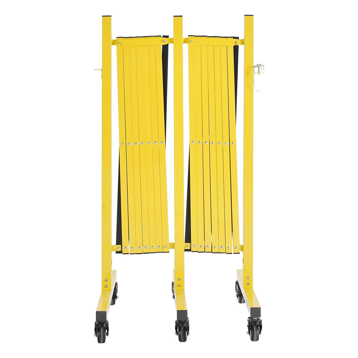 Double Expandable Barricades, 25FT Industrial Safety Barriers, Flexible Mobile Barricade with Locking Casters, Portable Folding Security Gate Metal Traffic Fence for Driveway Warehouse Elevator
