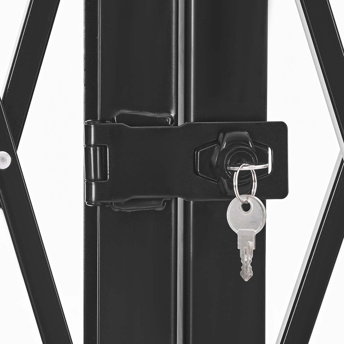 Double Folding Security Gate, Lockable Scissor Gate with 360° Swivel Casters, Outdoor Barricade Steel Retractable Gates, for Entry Security, Garage, Warehouse & Pool, 129.92 x 63.19 in (W x H)