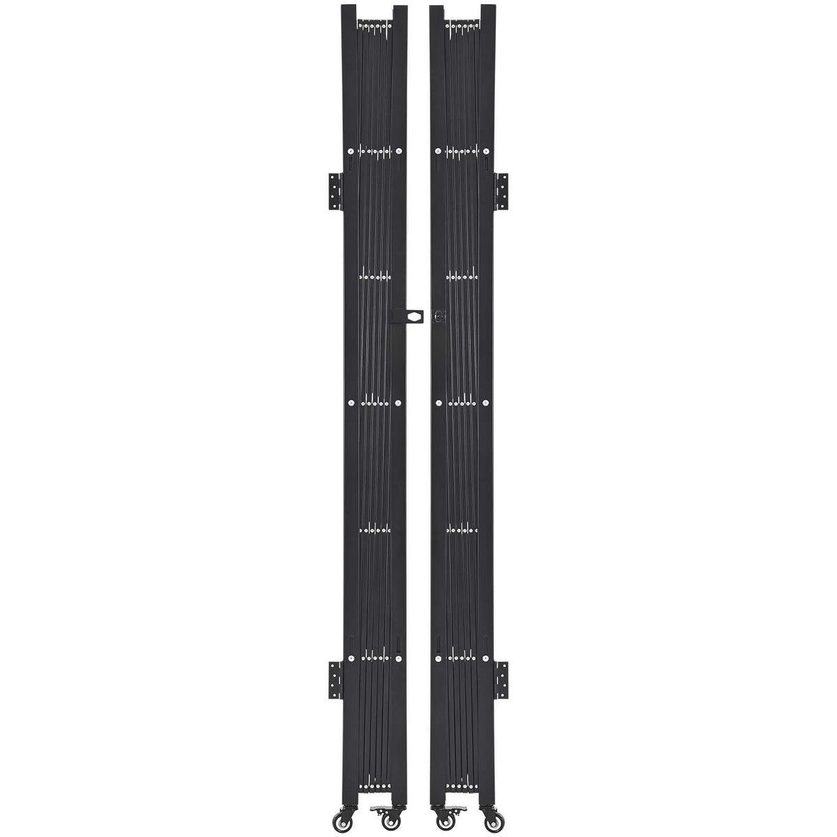 Double Folding Security Gate, Lockable Scissor Gate with 360° Swivel Casters, Outdoor Barricade Steel Retractable Gates, for Entry Security, Garage, Warehouse & Pool, 155.12 x 86.81 in (W x H)