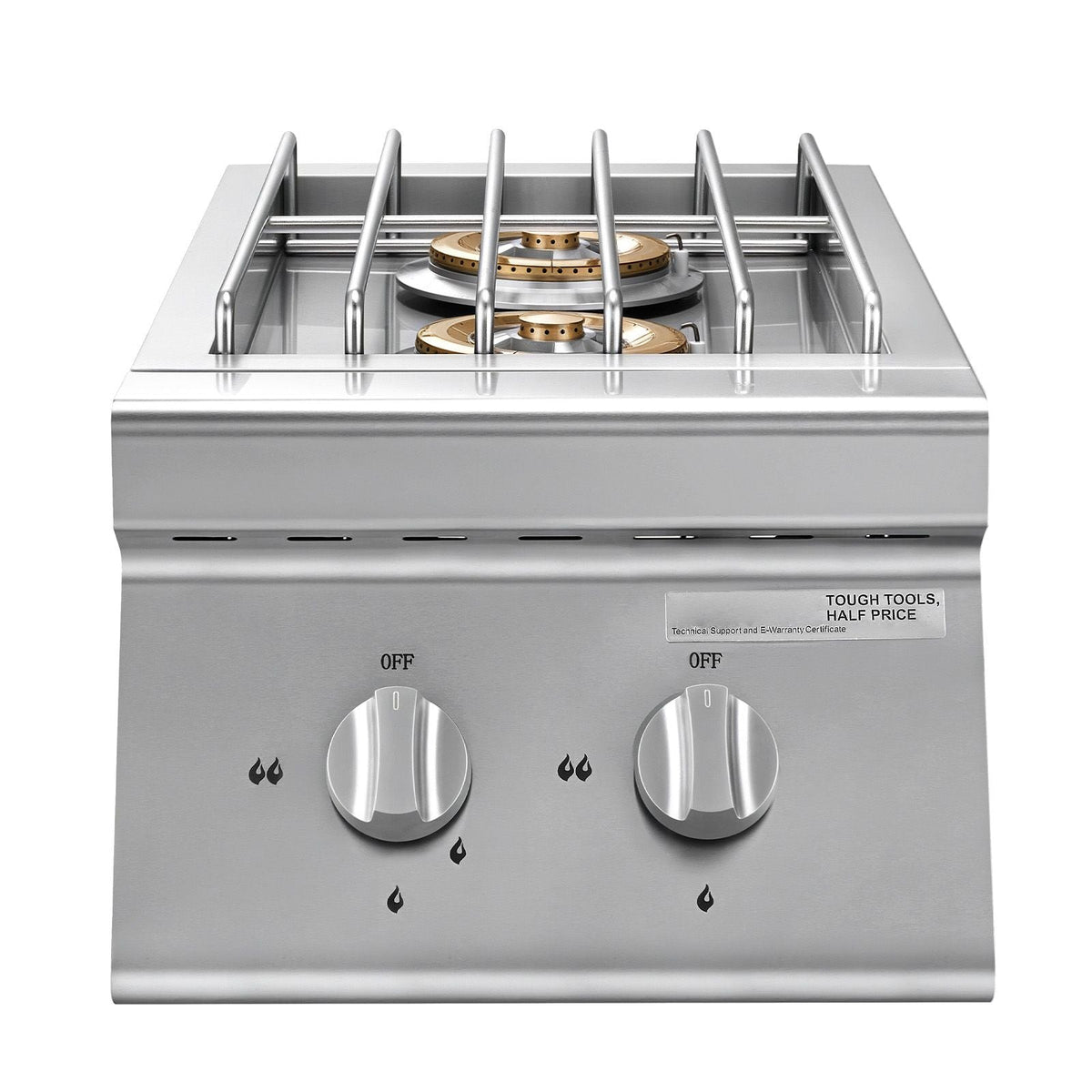 Double Grilling Side Burners, 2 x 15,000BTU Liquid Propane Side Burner for Outdoor Kitchen, Convertible to Natural Gas, 304 Stainless Steel Built-in Double Grill Burners for BBQ Grill Island