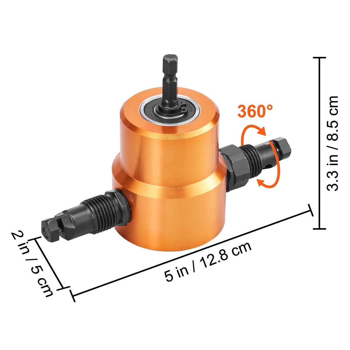Double Head Sheet Metal Nibbler Cutter, 360 Degree Metal Nibbler Drill Attachment with Extra Punch and Die, Cutting Hole Accessory and Step Drill Bit, for Straight Curve and Circle Cutting