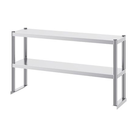 Double Overshelf, Double Tier Stainless Steel Overshelf, 12 x 72 Inch Double Deck Overshelf, Height Adjustable Overshelf Prep Work Table for Kitchen, Restaurant and Workshop