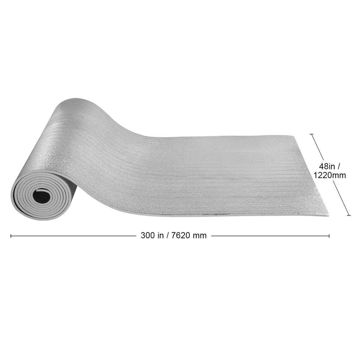 Double Reflective Insulation Roll, Foam Core Radiant Barrier, 15.1mm 48 in x 25 ft, Double-Sided Aluminum Foil EPE Foam Heat Reflective Shield, Thermal Insulation Roll for Window RV Roof
