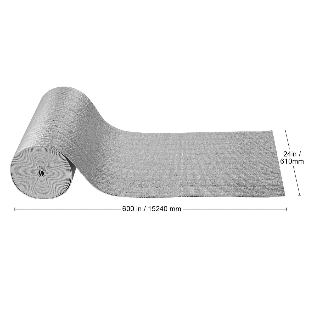 Double Reflective Insulation Roll, Foam Core Radiant Barrier, 3.2 mm 23.8 in x 50 ft, Double-Sided Aluminum Foil EPE Foam Heat Reflective Shield, Thermal Insulation Roll for Window RV Roof
