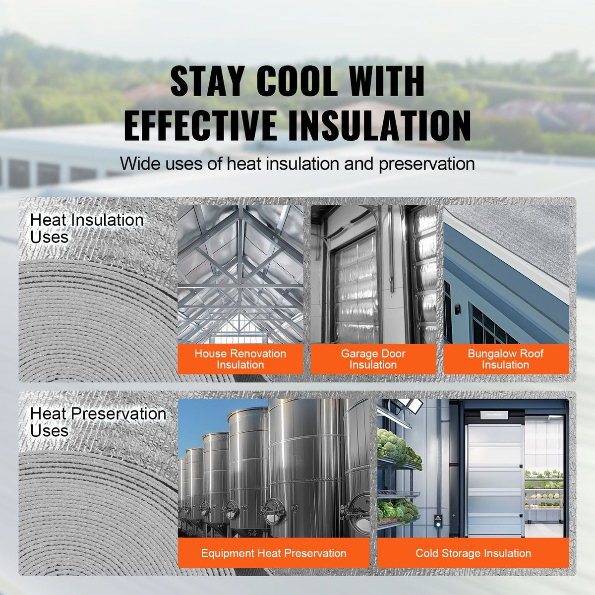 Double Reflective Insulation Roll, Foam Core Radiant Barrier, 3.2 mm 23.8 in x 50 ft, Double-Sided Aluminum Foil EPE Foam Heat Reflective Shield, Thermal Insulation Roll for Window RV Roof