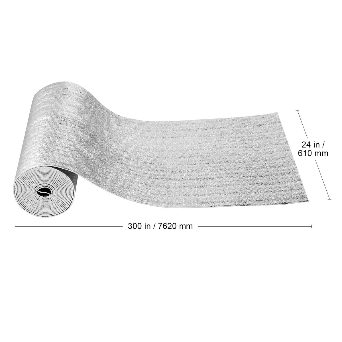 Double Reflective Insulation Roll, Foam Core Radiant Barrier, 3.2 mm 24 in x 25 ft, Double-Sided Aluminum Foil EPE Foam Heat Reflective Shield, Thermal Insulation Roll for Window RV Roof