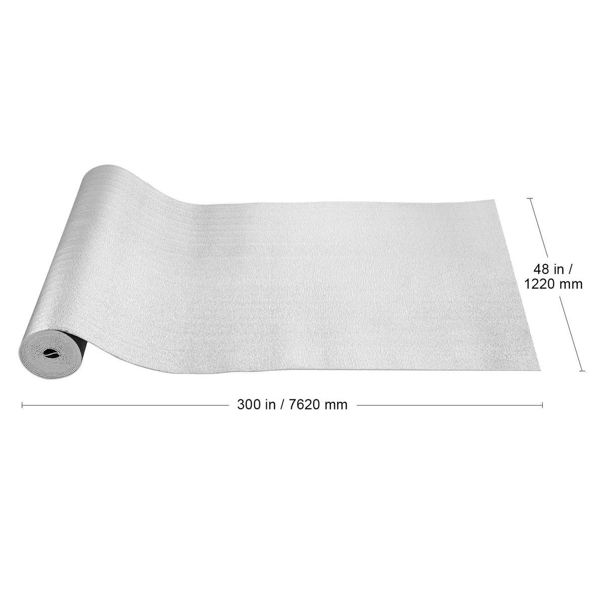 Double Reflective Insulation Roll, Foam Core Radiant Barrier, 3.2 mm 48 in x 25 ft, Double-Sided Aluminum Foil EPE Foam Heat Reflective Shield, Thermal Insulation Roll for Window RV Roof