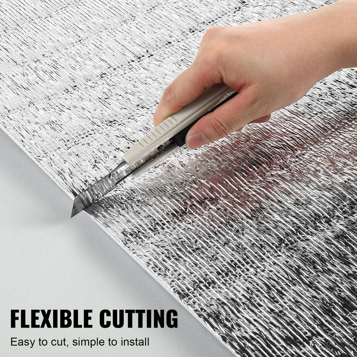 Double Reflective Insulation Roll, Foam Core Radiant Barrier, 3.2 mm 48 in x 25 ft, Double-Sided Aluminum Foil EPE Foam Heat Reflective Shield, Thermal Insulation Roll for Window RV Roof