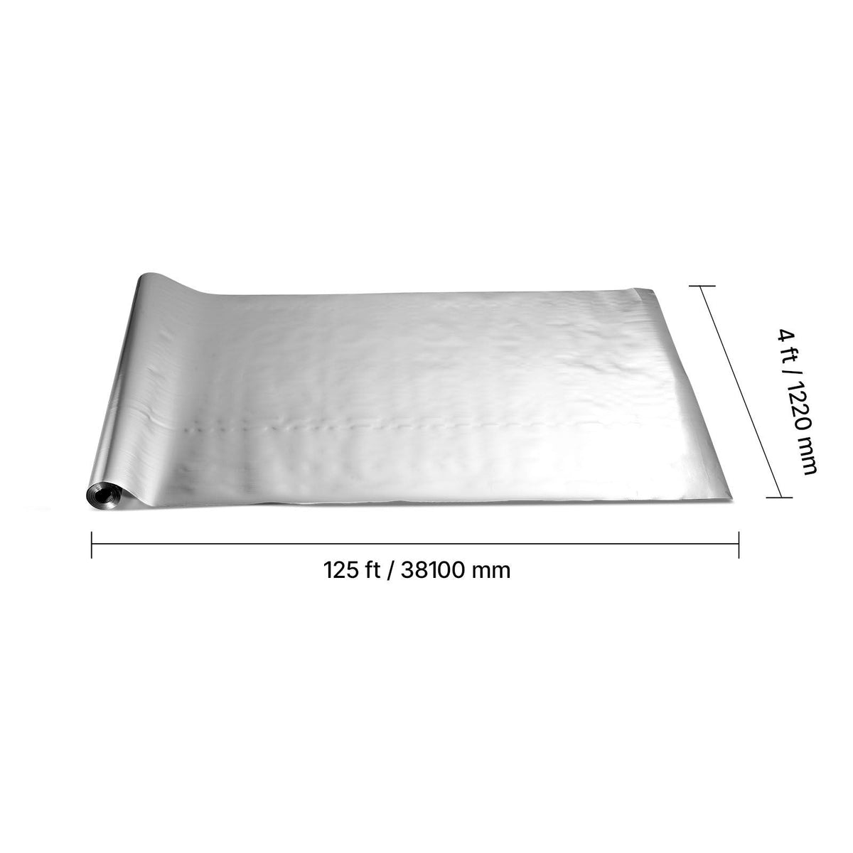 Double Reflective Insulation Roll, Non-Perforated Woven Fabric Radiant Barrier, 0.15mm 48 in x 125 ft, Double-Sided Aluminum Foil Heat Reflective Shield, Thermal Insulation Roll for Window Roofs