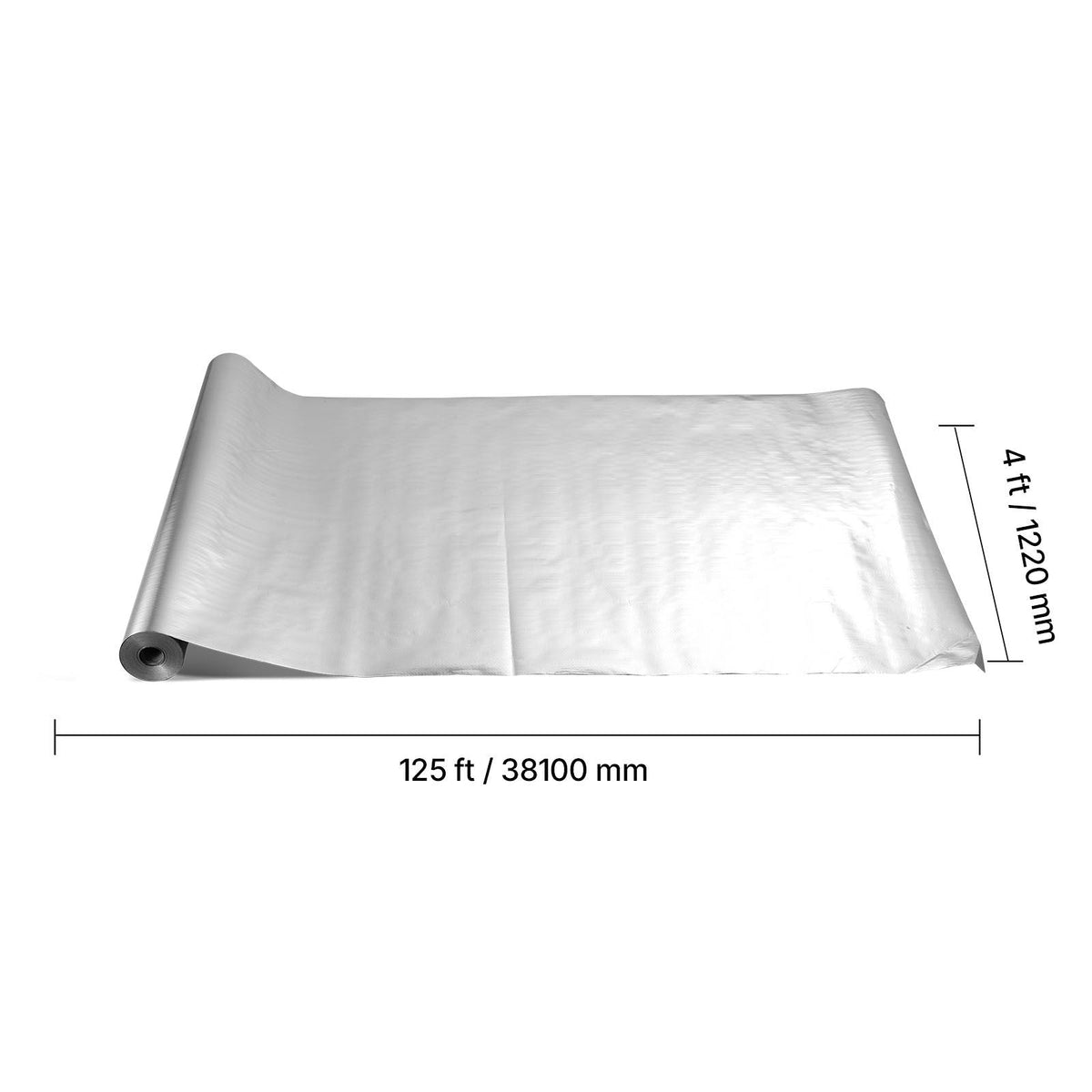 Double Reflective Insulation Roll, Perforated Woven Fabric Radiant Barrier, 0.15mm 48 in x 125 ft, Double-Sided Aluminum Foil Heat Reflective Shield, Thermal Insulation Roll for Window RV Roof