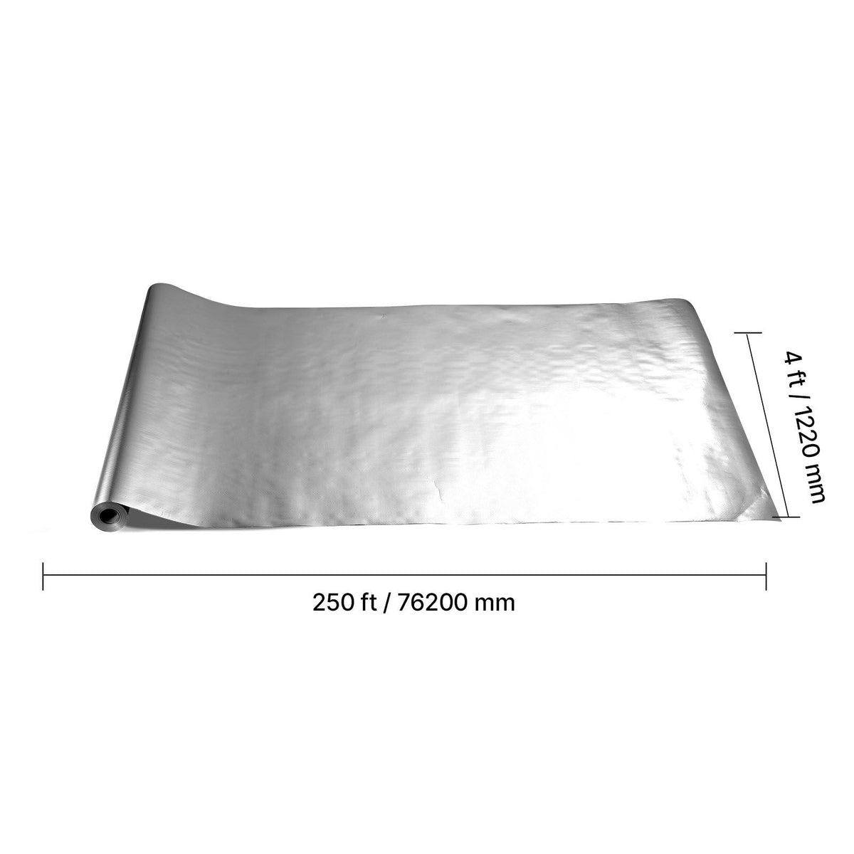Double Reflective Insulation Roll, Perforated Woven Fabric Radiant Barrier, 0.15mm 48 in x 250 ft, Double-Sided Aluminum Foil Heat Reflective Shield, Thermal Insulation Roll for Window RV Roof