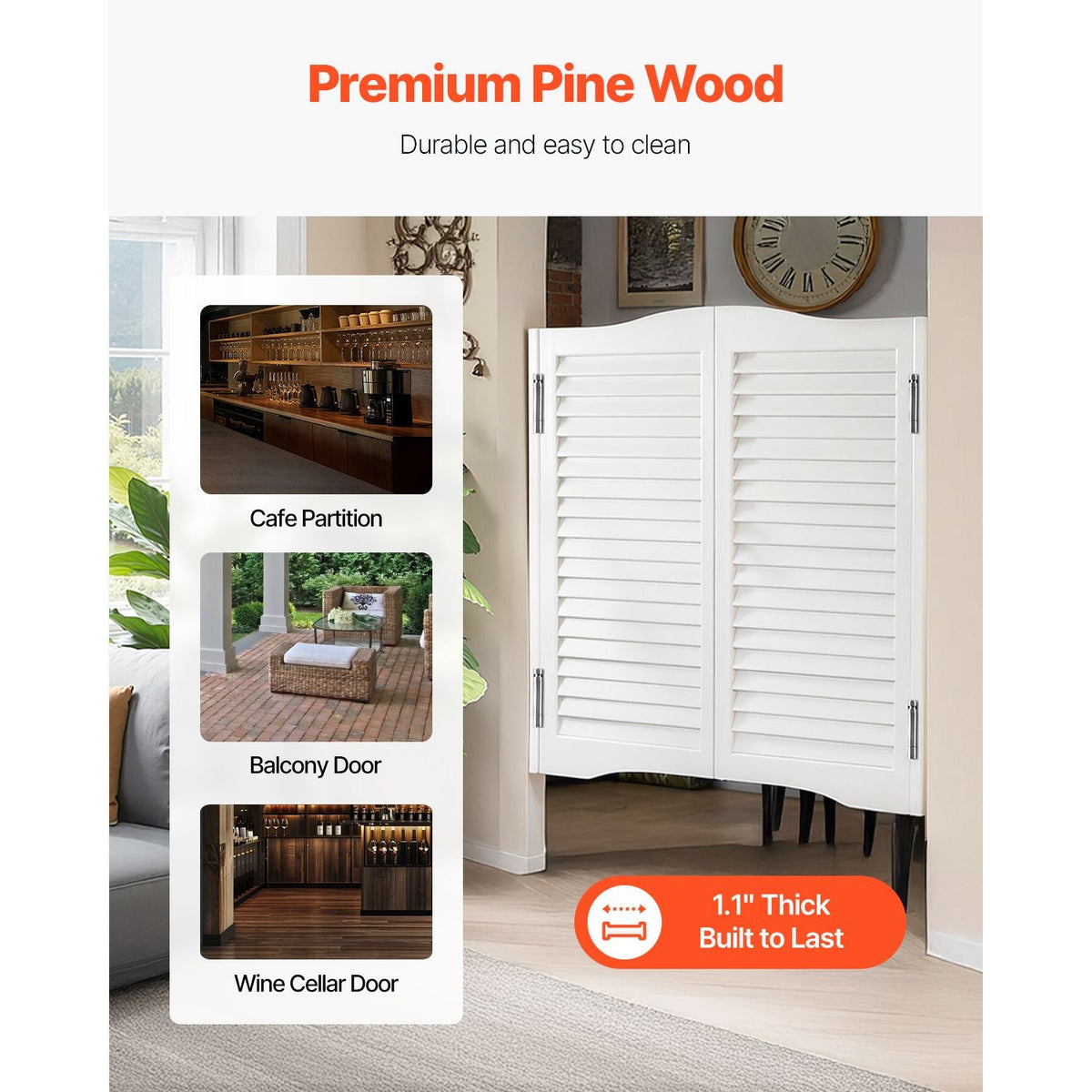 Double Saloon Doors, 32"W x 36" H Arched Top Interior Swinging Cafe Doors, Premium Pine Wood, with Hinges & Hardware Kit, Easy to Install, for Hallway Kitchen Bar Pub Entrance, White