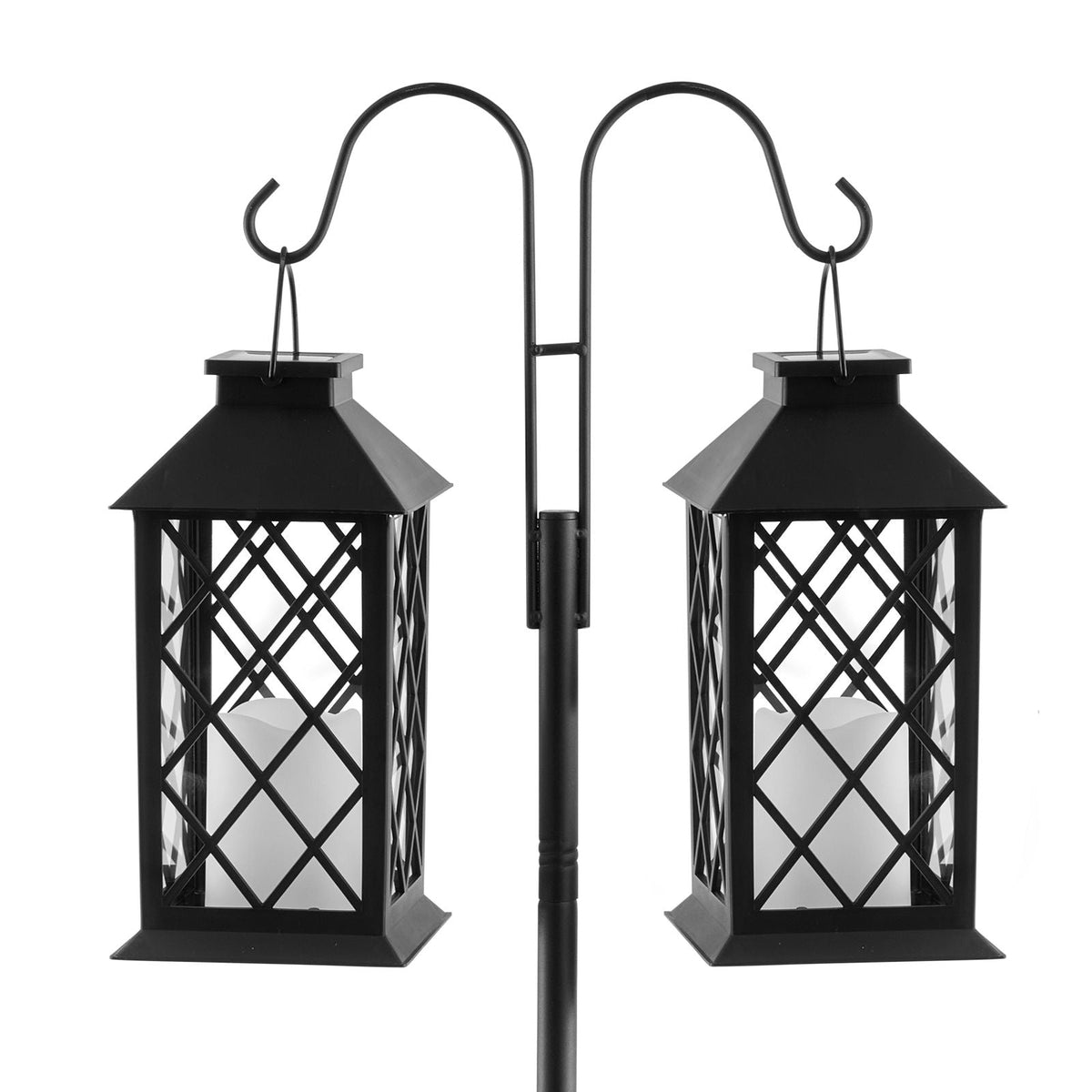 Double Shepherds Hooks for Outdoor, 8 Pack 60 Inch Heavy Duty Bird Feeder Pole, 3/4 Inch Thick Garden Hooks for Hanging Hummingbird Feeder, Plant Baskets, Solar Light Lanterns,Wind Chimes