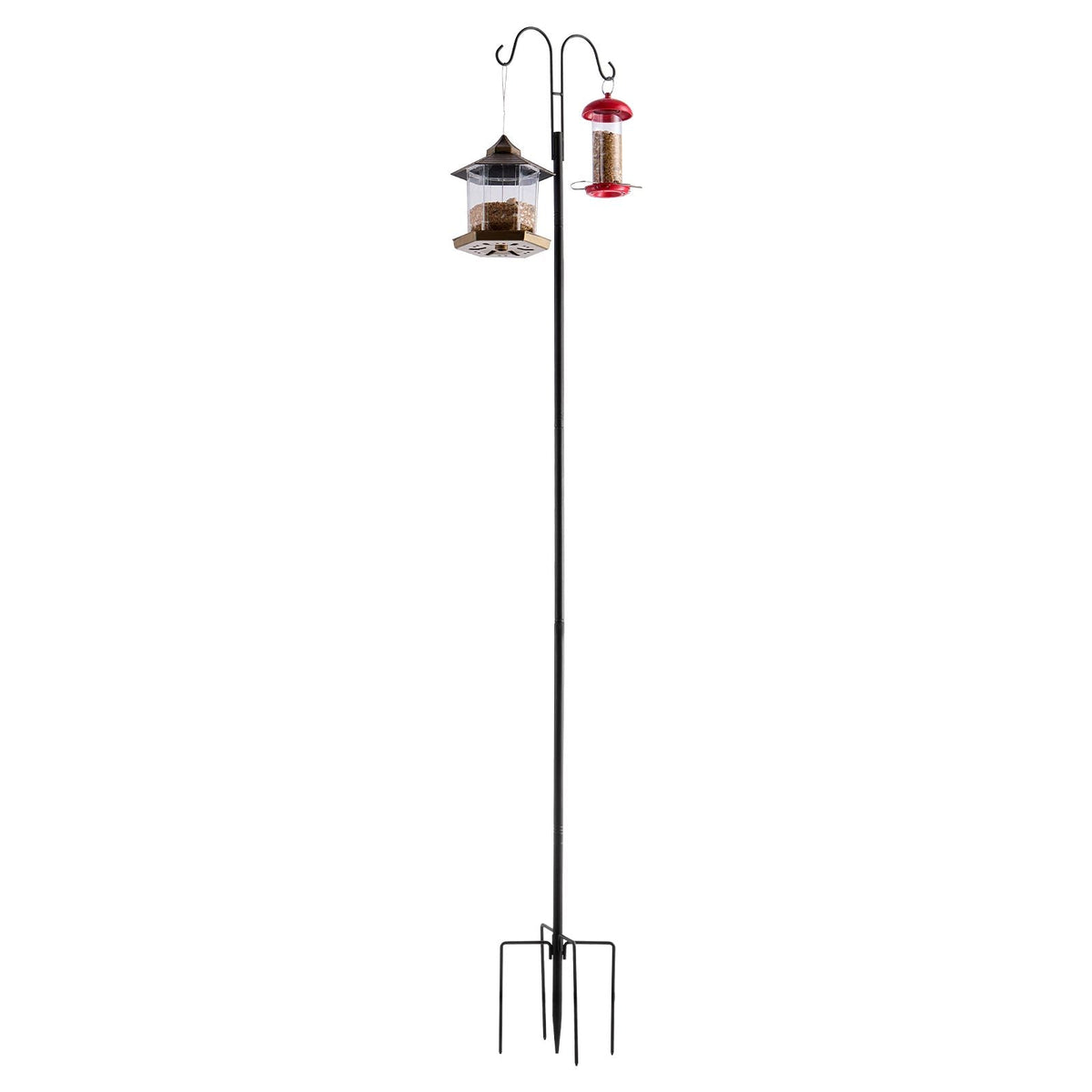 Double Shepherds Hooks for Outdoor, 8 Pack 76 Inch Heavy Duty Bird Feeder Pole, 3/4 Inch Thick Garden Hooks for Hanging Hummingbird Feeder, Plant Baskets, Solar Light Lanterns,Wind Chimes
