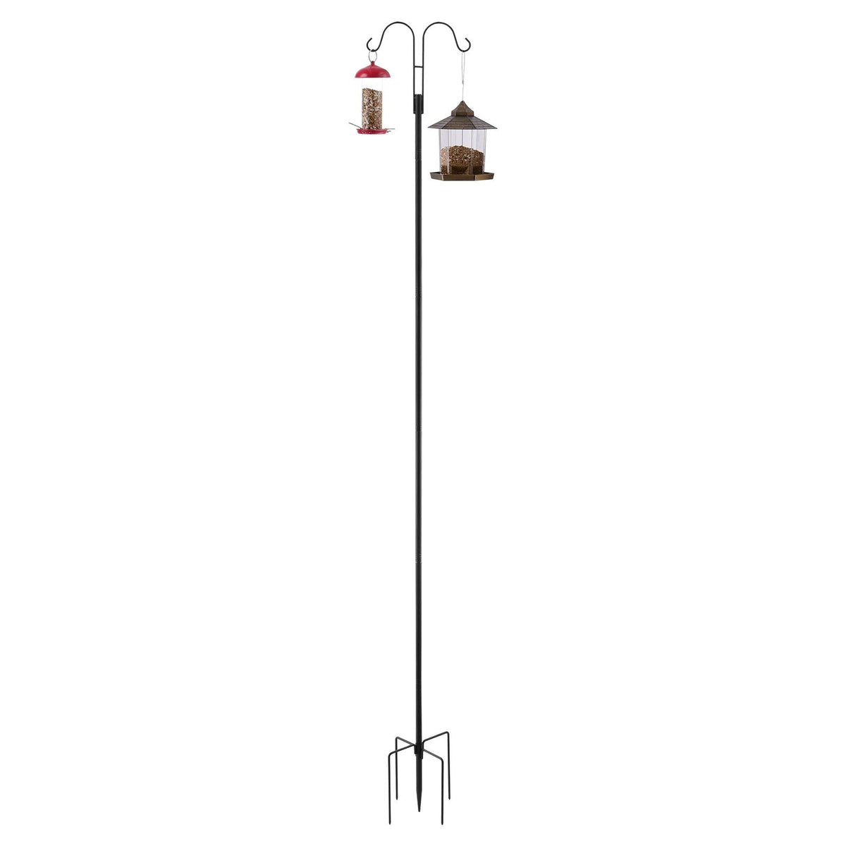 Double Shepherds Hooks for Outdoor, 8 Pack 92 Inch Heavy Duty Bird Feeder Pole, 3/4 Inch Thick Garden Hooks for Hanging Hummingbird Feeder, Plant Baskets, Solar Light Lanterns,Wind Chimes