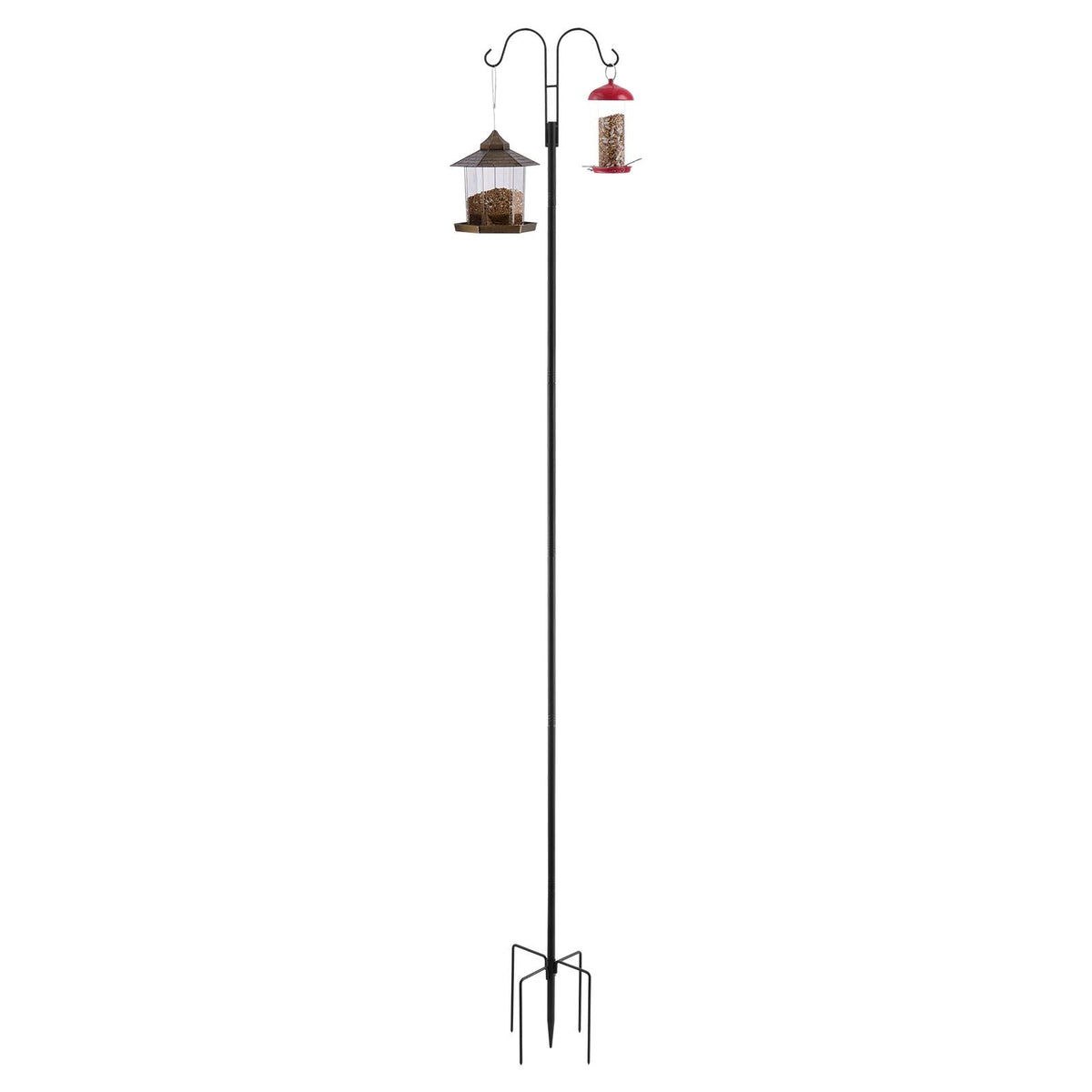 Double Shepherds Hooks for Outdoor, 8 Pack 92 Inch Heavy Duty Bird Feeder Pole, 3/4 Inch Thick Garden Hooks for Hanging Hummingbird Feeder, Plant Baskets, Solar Light Lanterns,Wind Chimes