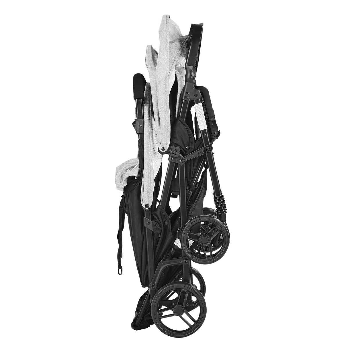 Double Stroller, Foldable Lightweight Twin Stroller with Tandem Seating, Adjustable Backrest/Footrest, Wrap-Around Safety Harness,Storage Basket & Tray,for Newborn & Toddler (Light Gray,Black)