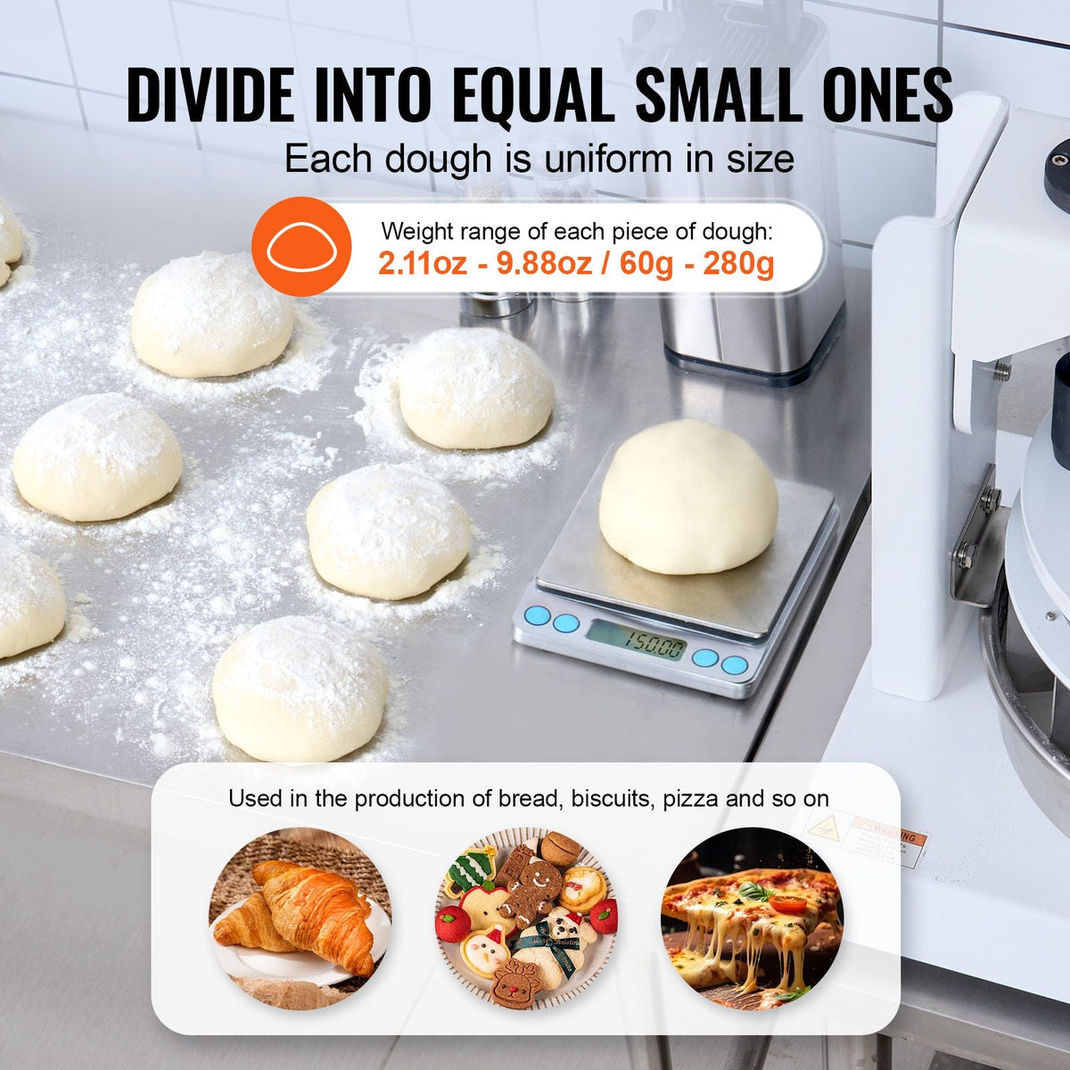 Dough Divider Rounder, 18PCS Manual Dough Equal Divider Machine, 2.11oz - 9.88oz Hand Press Dough Cutter with 304 Stainless Steel Tray and Blade, Bread Maker for Bakery, Restaurant, Commercial