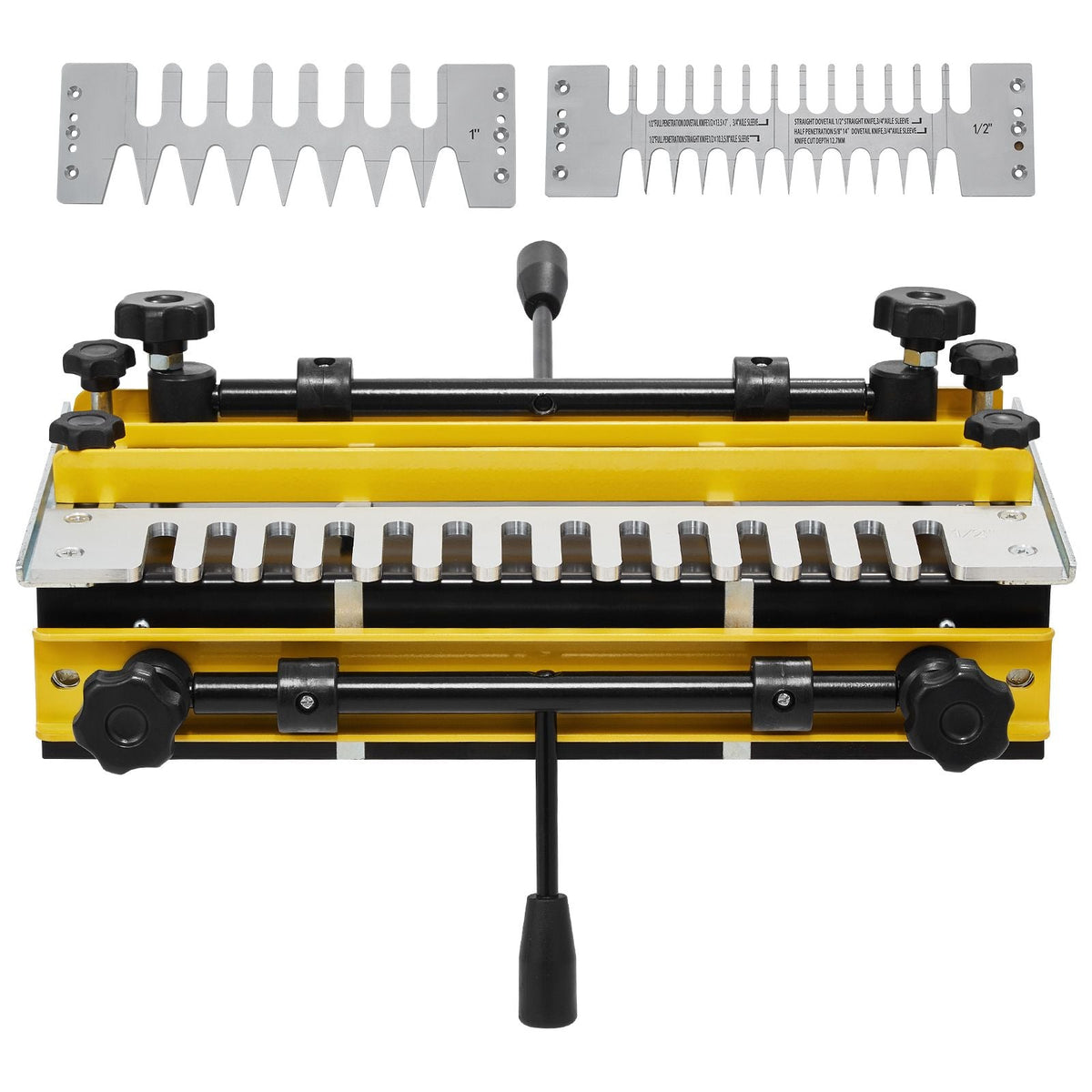 Dovetail Jig, 12 in Width, Dove Tailing Router Jigs with 4 Router Bits & 3 Templates, Precise Alignment Dove Tail Jig, Mortise and Tenon Woodworking Tools for Furniture & Wood Cabinet Making