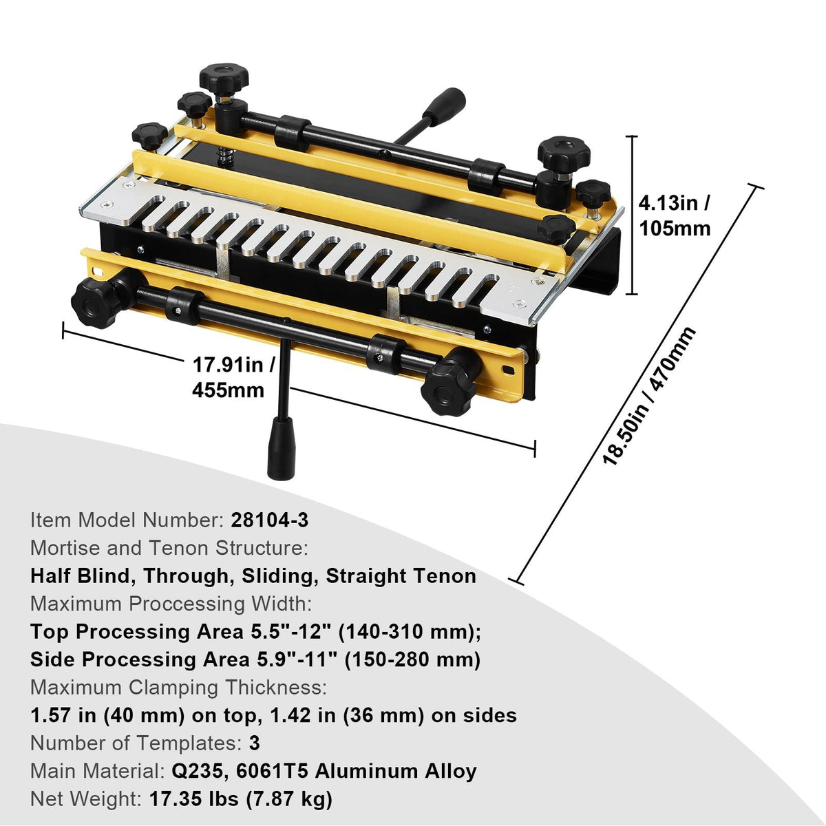 Dovetail Jig, 12 in Width, Dove Tailing Router Jigs with 4 Router Bits & 3 Templates, Precise Alignment Dove Tail Jig, Mortise and Tenon Woodworking Tools for Furniture & Wood Cabinet Making