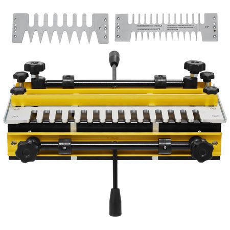 Dovetail Jig, 12 in Width, Dove Tailing Router Jigs with 4 Router Bits & 3 Templates, Precise Alignment Dove Tail Jig, Mortise and Tenon Woodworking Tools for Furniture & Wood Cabinet Making