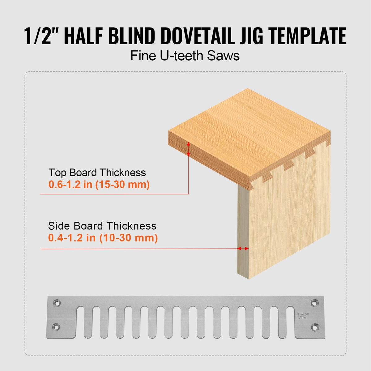 Dovetail Jig, 12 in Width, Dove Tailing Router Jigs with Router Bit & 1/2' Template, Precise Alignment Dove Tail Jig, Mortise and Tenon Jig Woodworking Tools for Furniture & Wood Cabinet Making