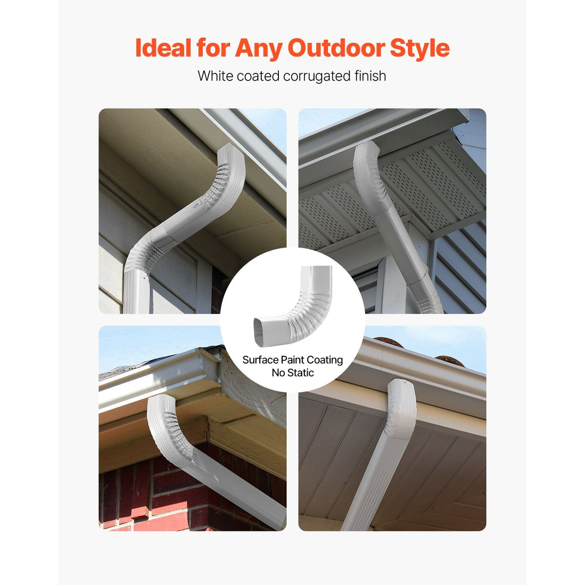 Downspout Gutter Elbow, fits 3x4 Inch Style A L-Shaped, Interface Size 3.1x4.3 in / 78x108 mm, Aluminum Alloy 90 Degree Gutter Elbow, for Residential, Commercial Building, Industrial Warehouse