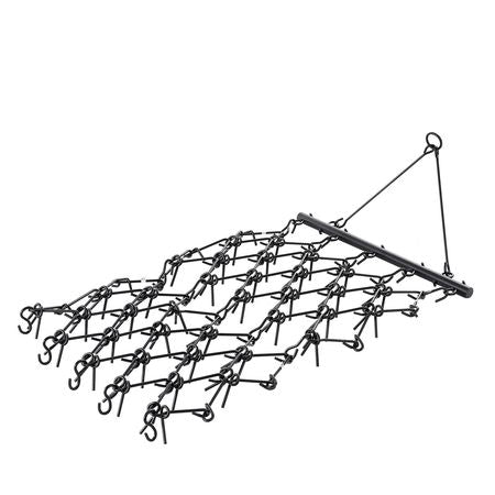 Drag Harrow, 4 x 4 ft Durable Chain Harrow with 69 Sharp Teeth, Suitable for ATV UTV Tractor, Ideal for Soil Preparation, Seeding, Smoothing Landscapes, and Yard Gravel Driveway Maintenance