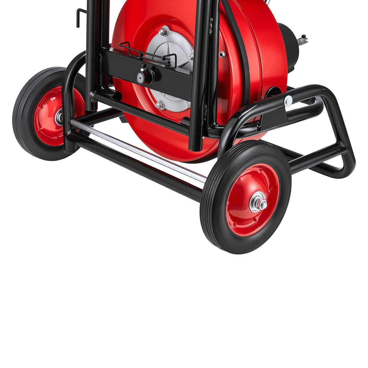 Drain Cleaner Machine 100 FT x 1/2 Inch, Auto Feed Sewer Snake Auger, Portable Drain Cleaning Machine with Climbing Wheels, Adjustable Drum, 8 Cutters & Foot Switch for 2" to 6" Pipes